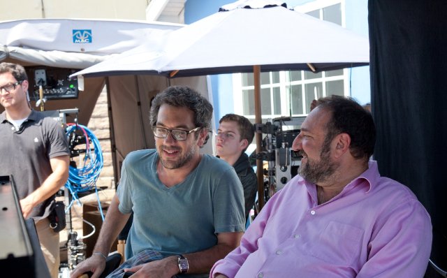 Producers Todd Phillips and Joel Silver on set of Project X